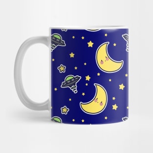 UFO Star and Moon Pattern Mug